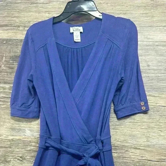 Lilly Pulitzer Blue Wrap Knee-Length Dress - Picture 2 of 5